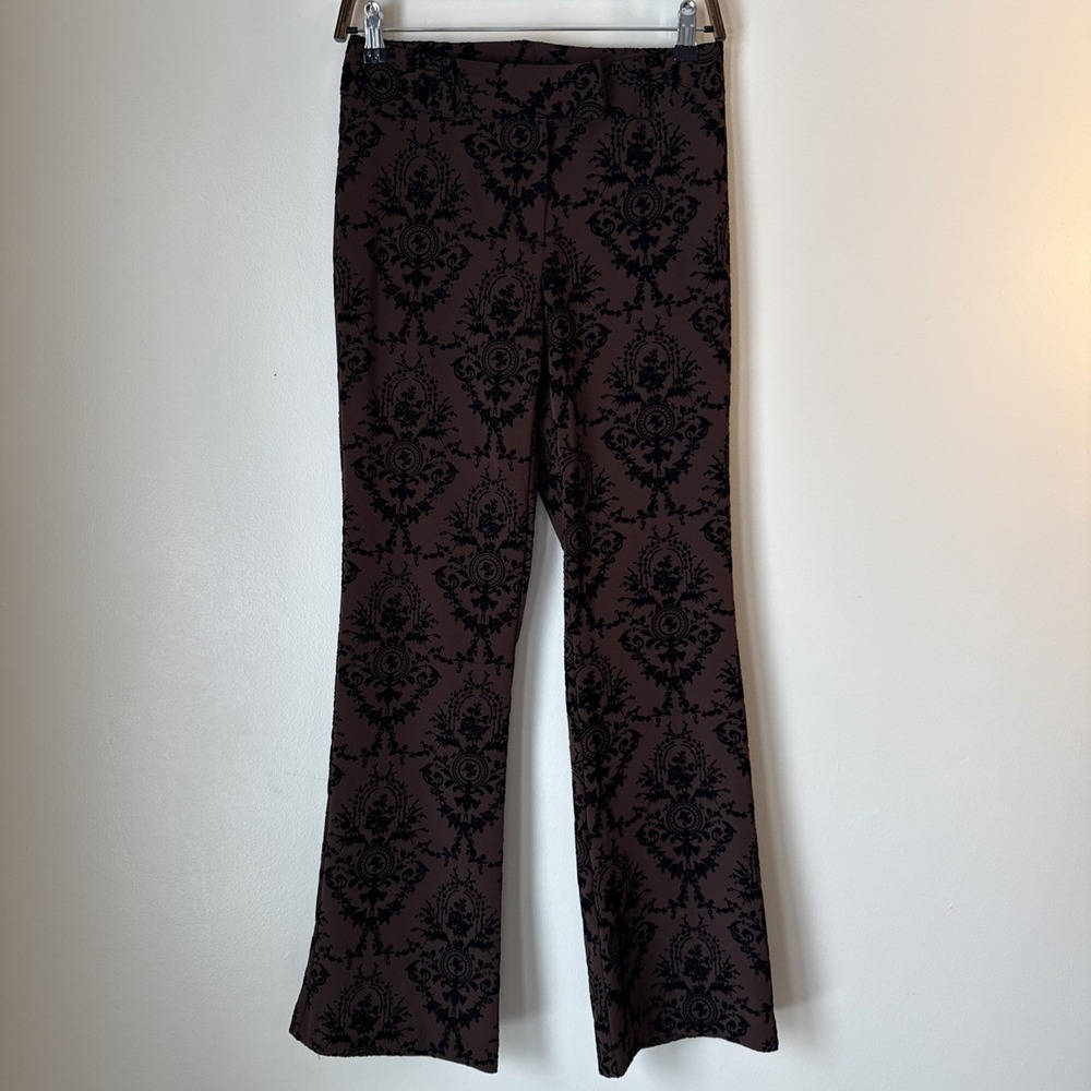 Vintage Star City Dress Pants Brown‎ Velvet Burnout Flare Size 5 USA Grunge Goth